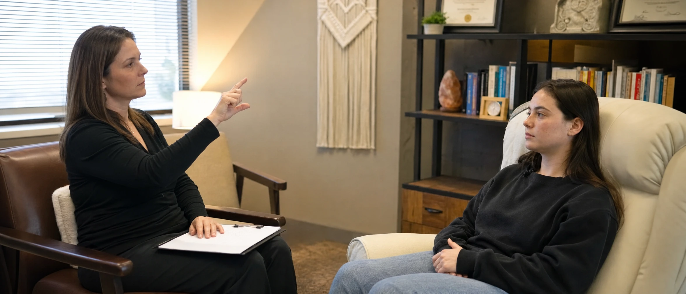 Client experiencing relief and renewed sense of calm after EMDR therapy